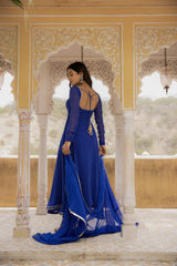 VAANI ROYAL BLUE BANDHANI ANARKALI SET