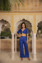 AYATEE ROYAL BLUE LEHERIYA COORD SET