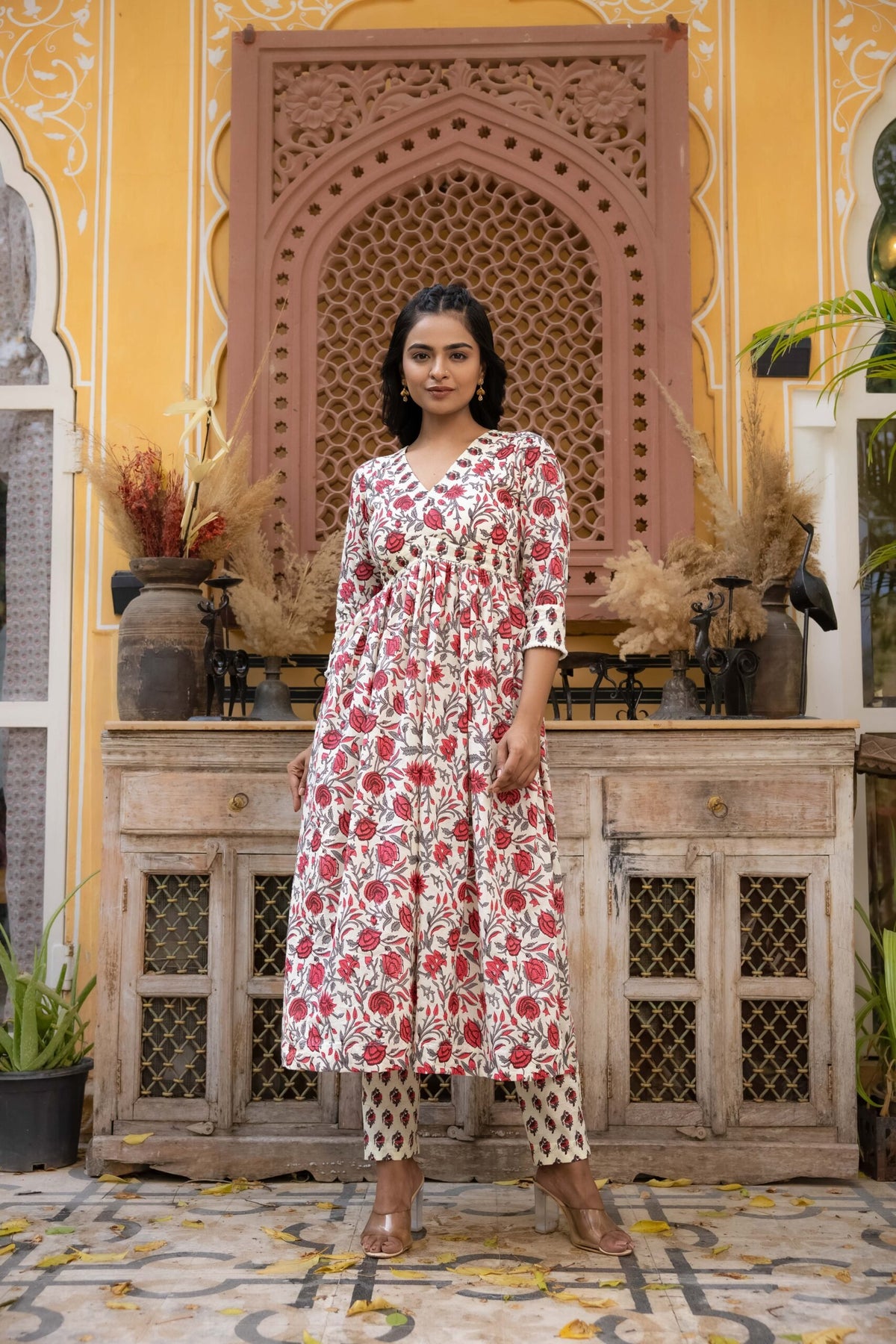 FIROSA COTTON FLORAL PRINTED SUIT SET