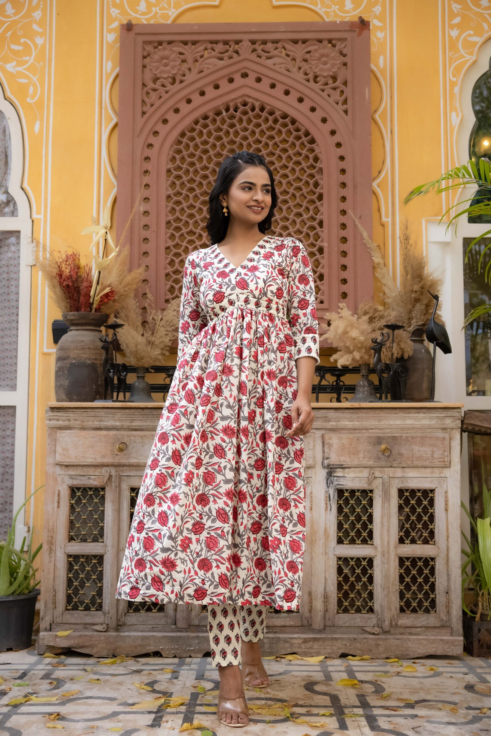 FIROSA COTTON FLORAL PRINTED SUIT SET