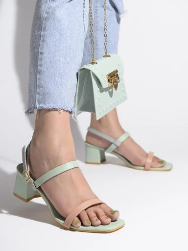 Womens & Girls Colourblocked Block Heels Sandals