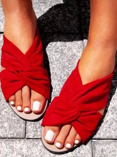 Women Red Open Toe Flats