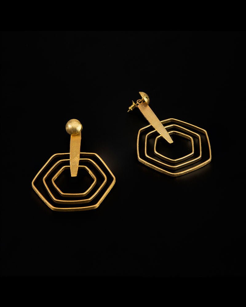 Gold-Plated Hexa Hoop Earrings