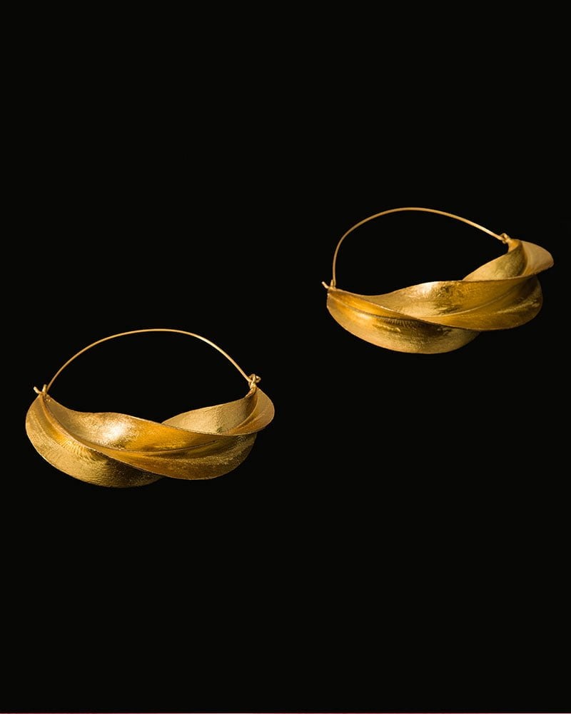 Gold-Plated Wave Hoops Earrings