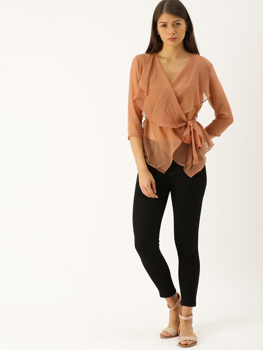 Slouchy overlap sheer top