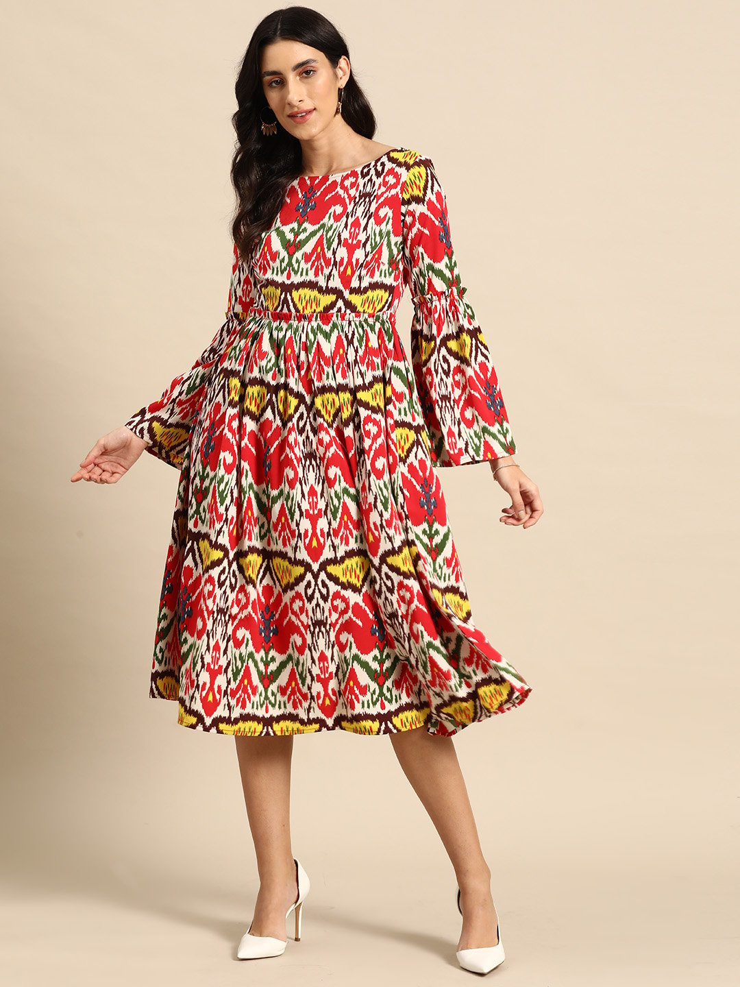 Midi Dress with bell sleeve