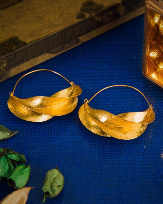 Gold-Plated Wave Hoops Earrings