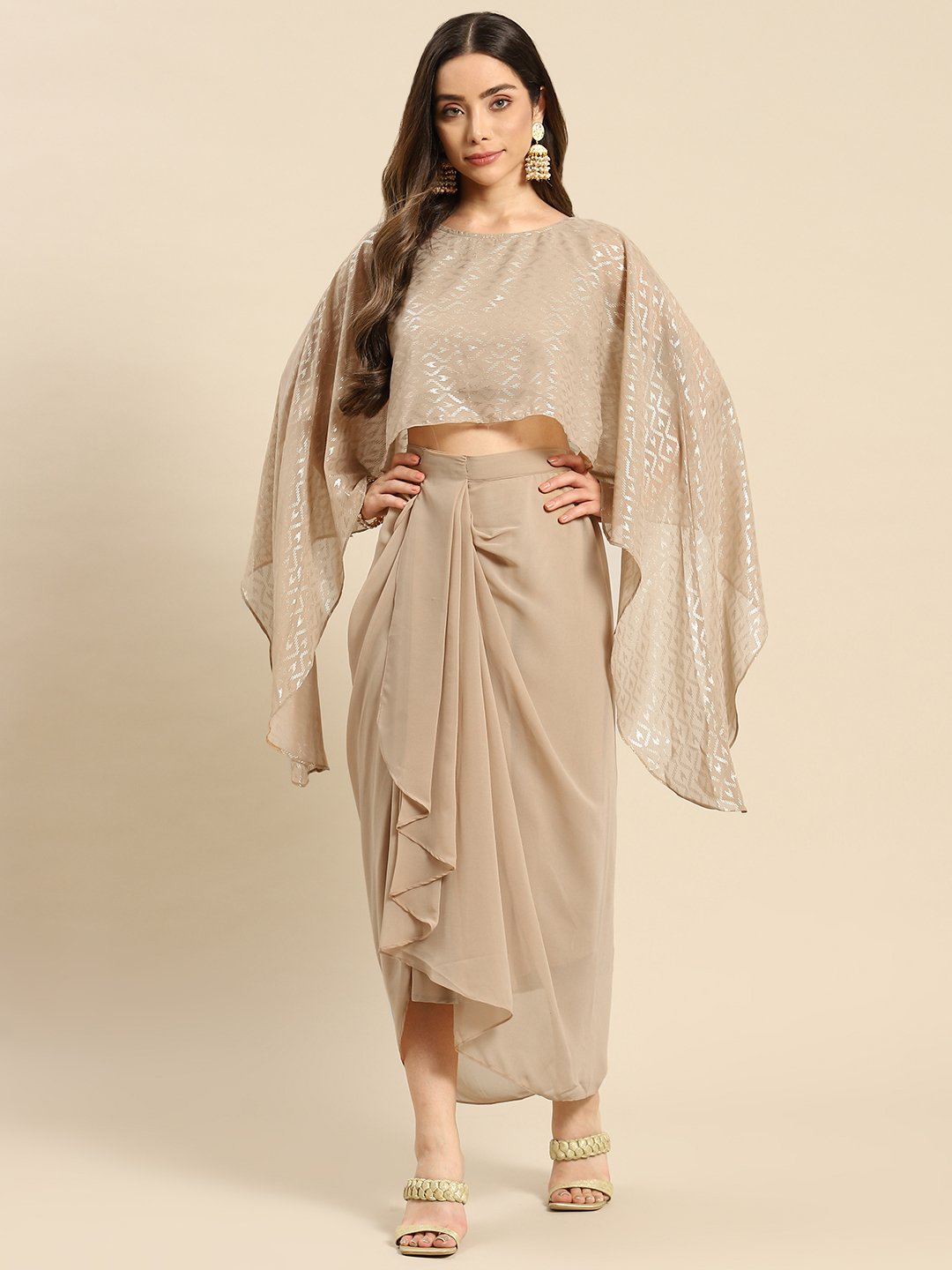 Cape top with draped skirt