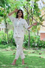 White Embroidery Top With Matching Pant Co-Ord Set