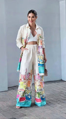 White Digital Printed Co-Ord Set With Matching Pants