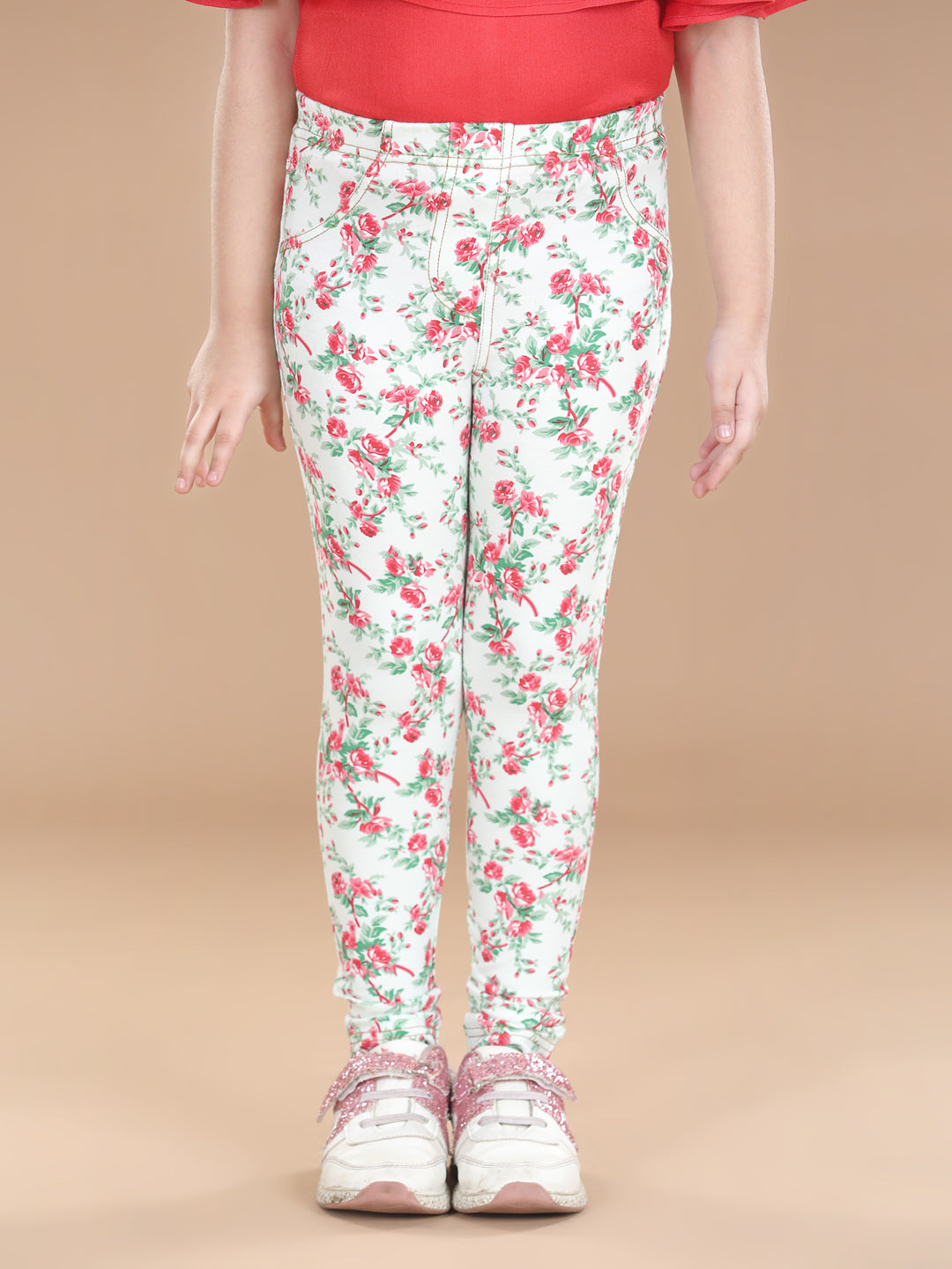 Girls Cotton Floral Printed Jegging