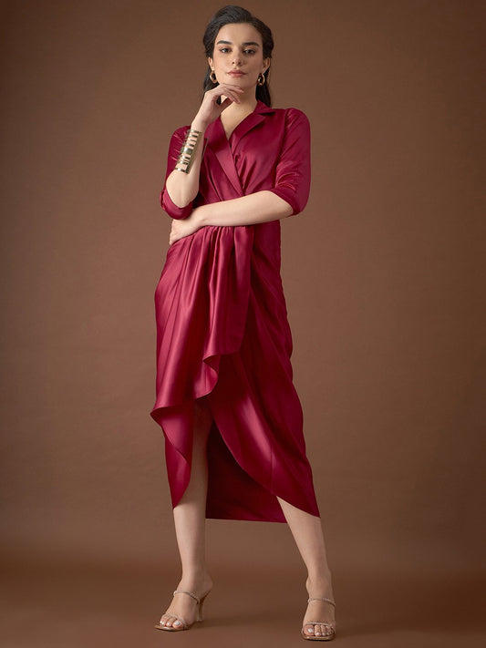 Shirt Dress with front Drape