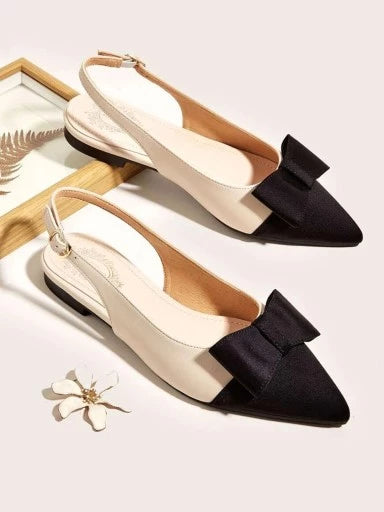 Stylish Uppper Bow Black Flats For Women & Girls