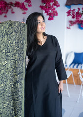 Black and Lemon Kantha Dupatta