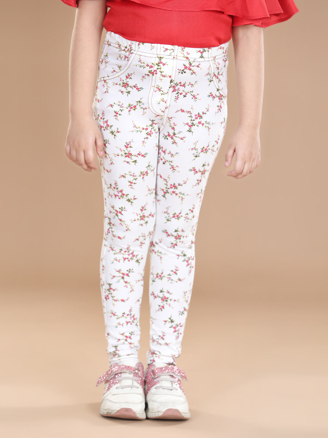 Girls Cotton Floral Printed Jegging