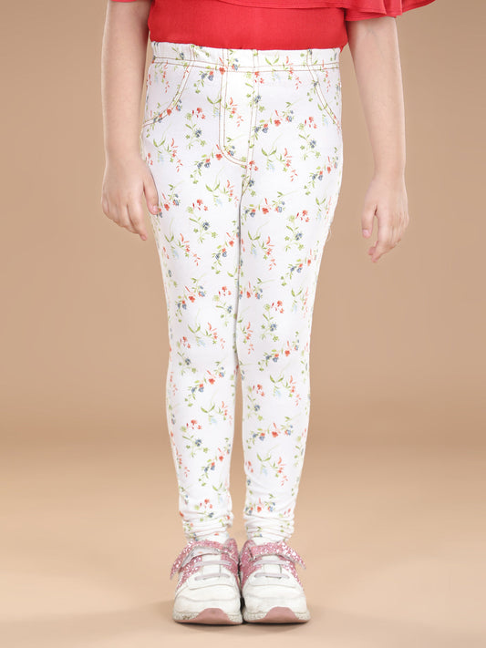 Girls Cotton Floral Printed Jegging