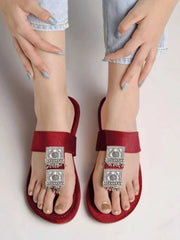 Ethnic Jewel Detailed Cherry Flats For Women & Girls