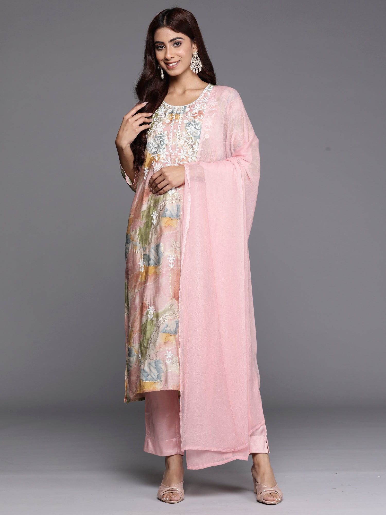 Multi-Color Embroidered Straight Kurta