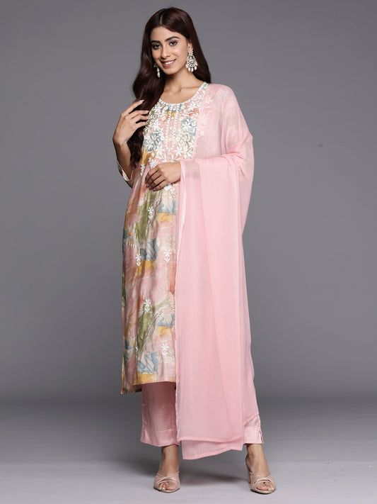 Indo Era Multi Embroidered Straight Kurta Trousers With Dupatta set