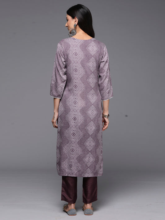 Indo Era Mauve Printed Straight Kurtas