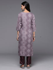 Indo Era Mauve Printed Straight Kurtas