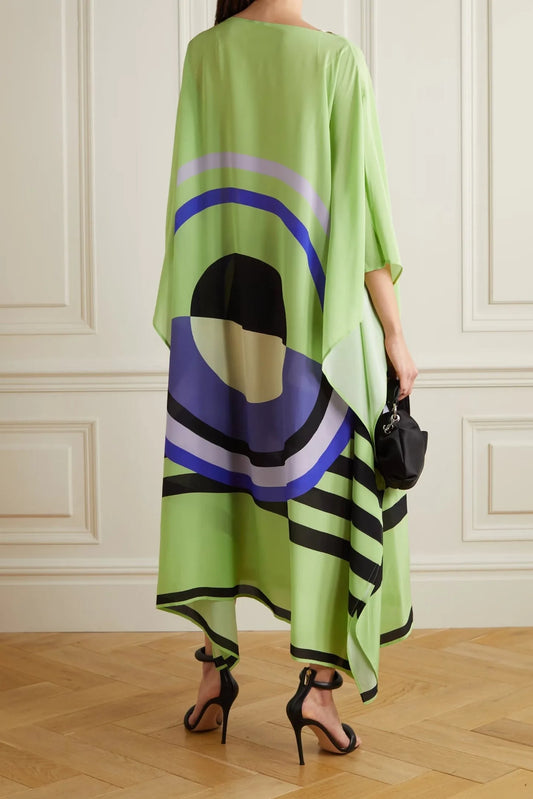 Green Silk Blend Kaftan