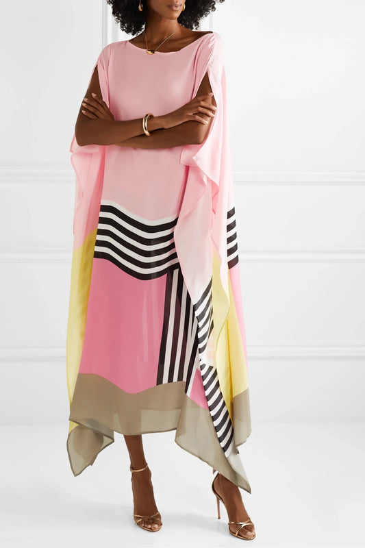 Pink silk partywear Kaftan