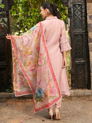 Indo Era Mauve Embroidered A-Line Kurta Trousers With Dupatta set