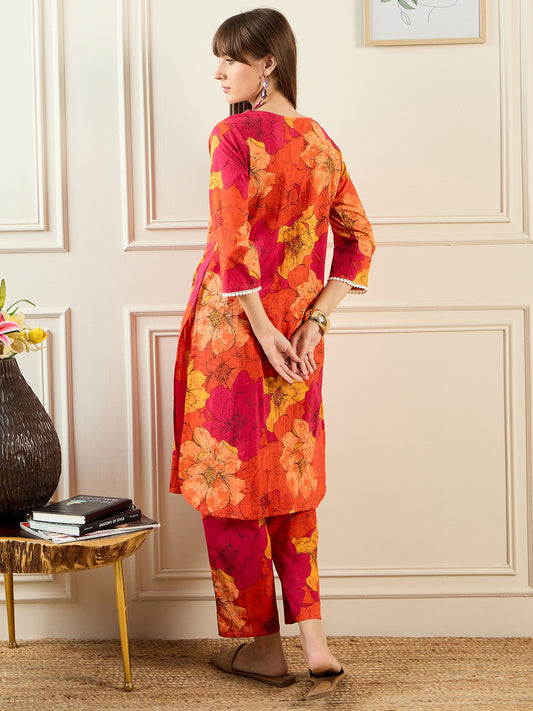 Indo Era Multi Printed Straight Kurta Trousers set