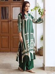 Indo Era Green Printed A-Line Kurta Palazzos Set