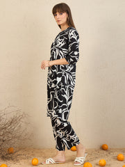 Indo Era Black Printed Straight Kurta Trousers set