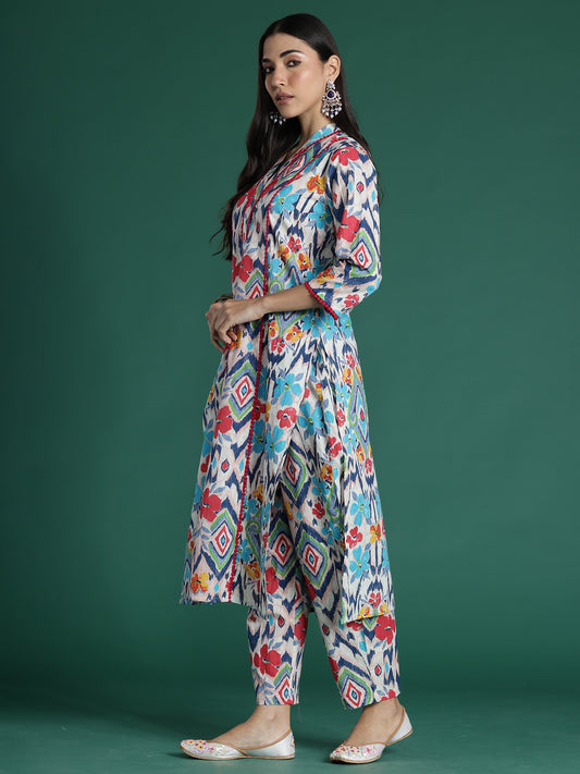 Indo Era Multi Printed Straight Kurta Trousers set