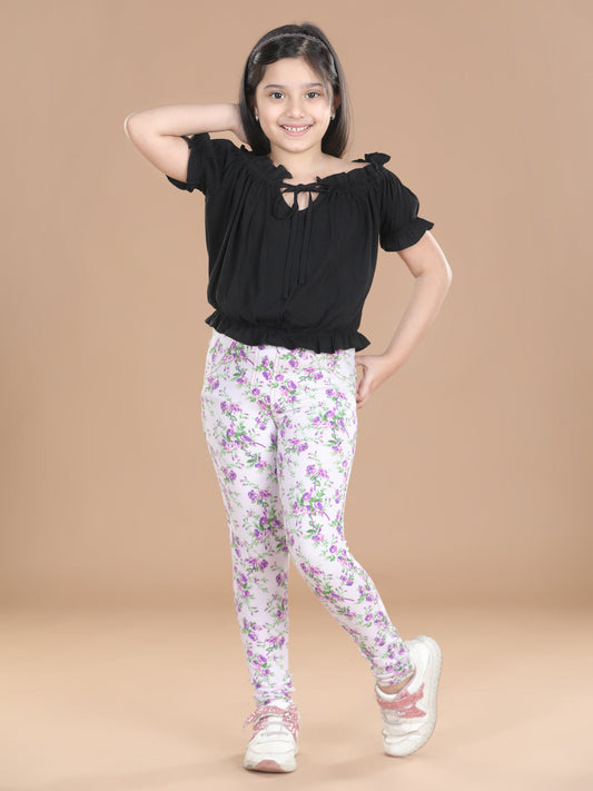 Girls Cotton Floral Printed Jegging