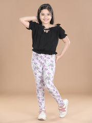 Girls Cotton Floral Printed Jegging