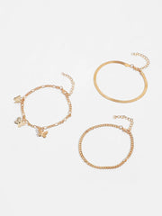 3 Piece Gold Plated Casual Designer Anklet