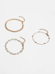 3 Piece Gold Plated Casual Designer Anklet