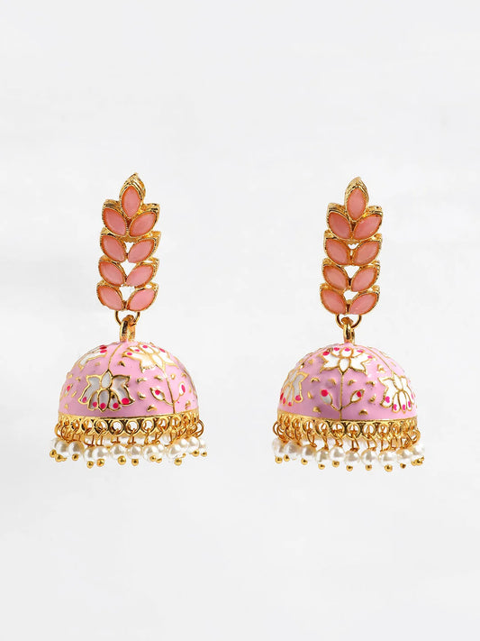 Gold Plated Designer Leaf Shaped Jhumkas