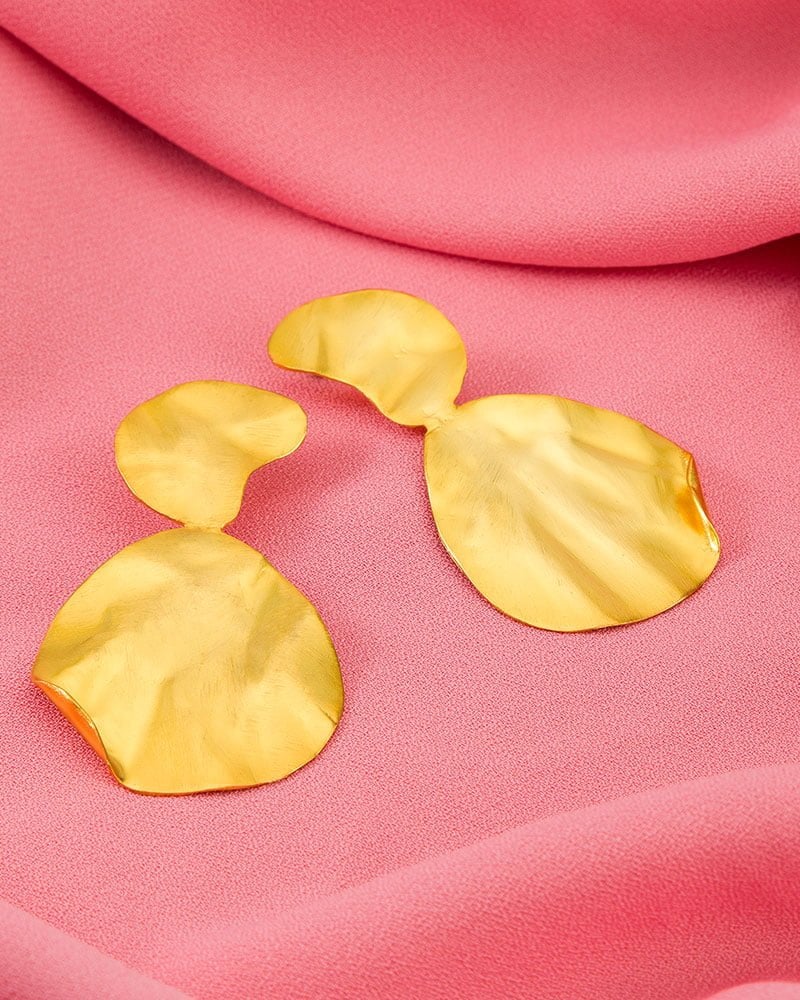 Gold-Plated Hand Carved Earrings