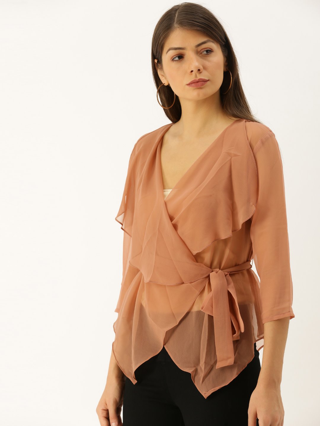 Slouchy overlap sheer top