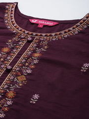 Embroidered Kurta Paired With Contrast Color Sharara And Dupatta