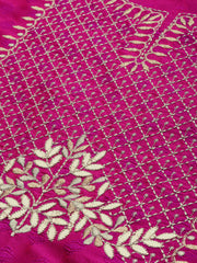 Magenta Zari And Gota Patti Embroidery Kurta With Trouser With Multi Color Silk Dupatta.