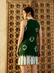 Kurta Neck Mini Dress with Side Pockets