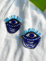 Eye For Eye Navy Blue Beaded Earrings