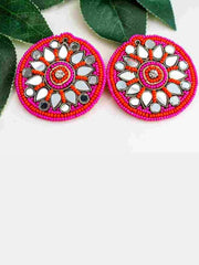 Beaded Stud Pink Earrings