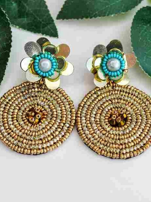 Double Trouble Golden Beaded Earrings