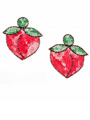 Peach Red Beaded Earrings