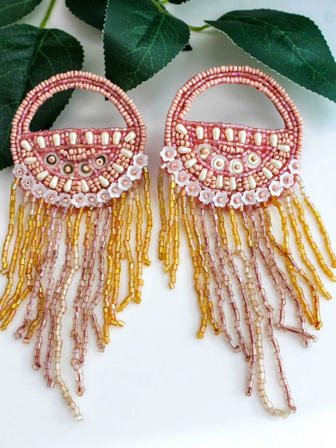 Lisa Yellow And Red Beaded Drop Earrings