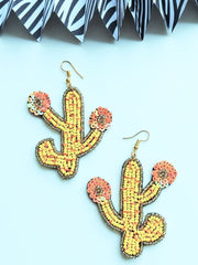 Desert Bloom Yellow Beaded Earrings