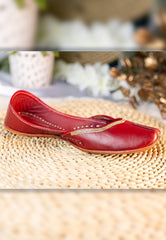 Women Burgundy Plain Mojaris