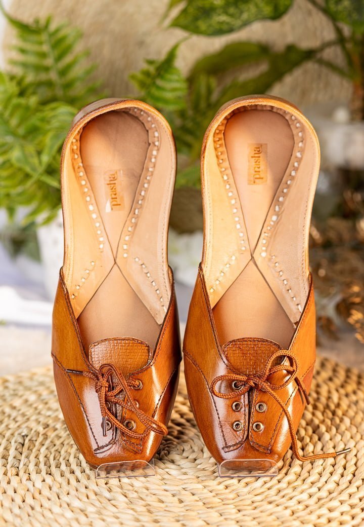 Women Tan Formal Lace Mojari